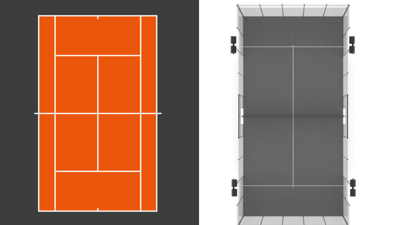 terrain de tennis à gauche et terrain de padel à droite