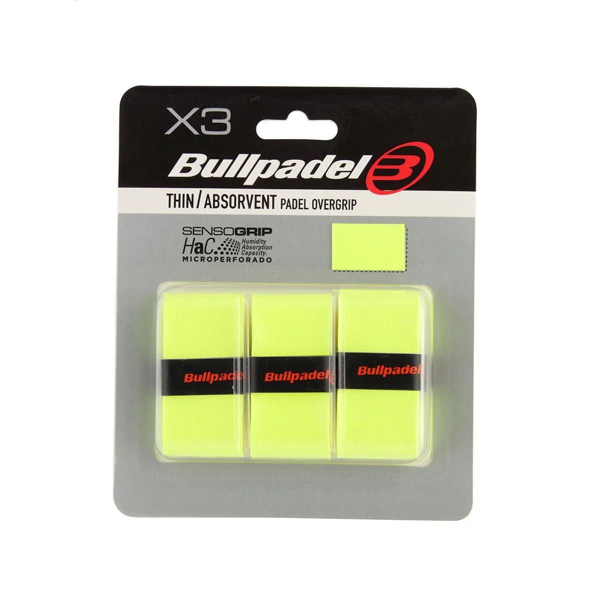 Bullpadel Thin and Absorbent Overgrips Fluorescent Yellow