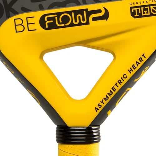 Raquette de padel Lok Be Flow Gen 2 Jaune 2026 – détail du cœur Asymmetric Heart