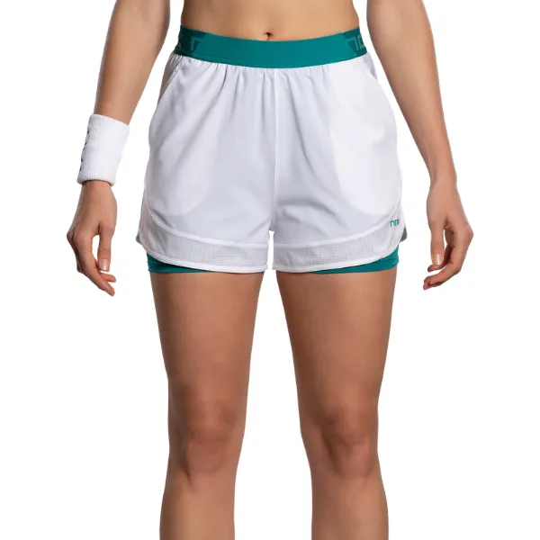 Short Femme NOX Pro Blanc/Vert Ivoire