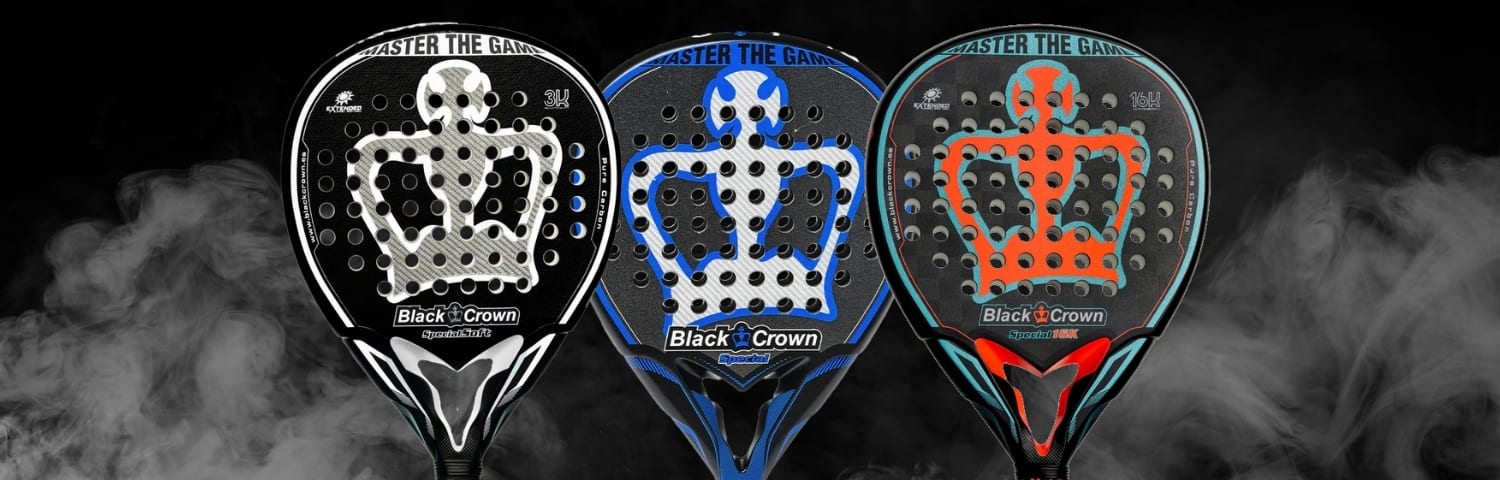 Illustration bannière Black Crown padel rackets special